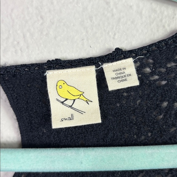 Anthropologie Yellow Bird Loose Knit Sweater Top Black w/ key hole back sz Small - Picture 4 of 9